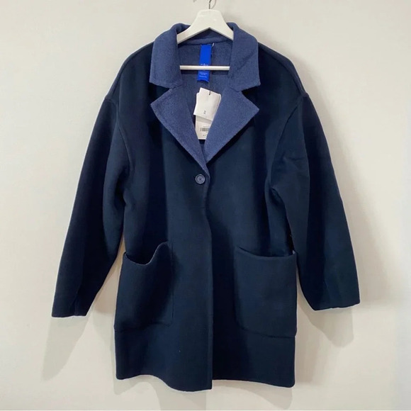 Kit and Ace Oversized Joy Double Wool Coat Dark Navy Women Size M - NWT - Picture 1 of 17